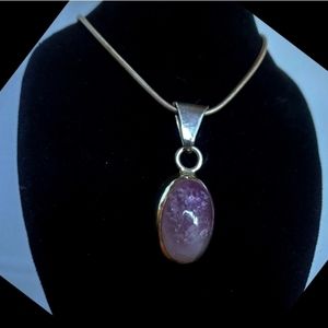 SET 925 Purple Charoite Pendant Sterling Silver Snake Chain Necklace 18"
